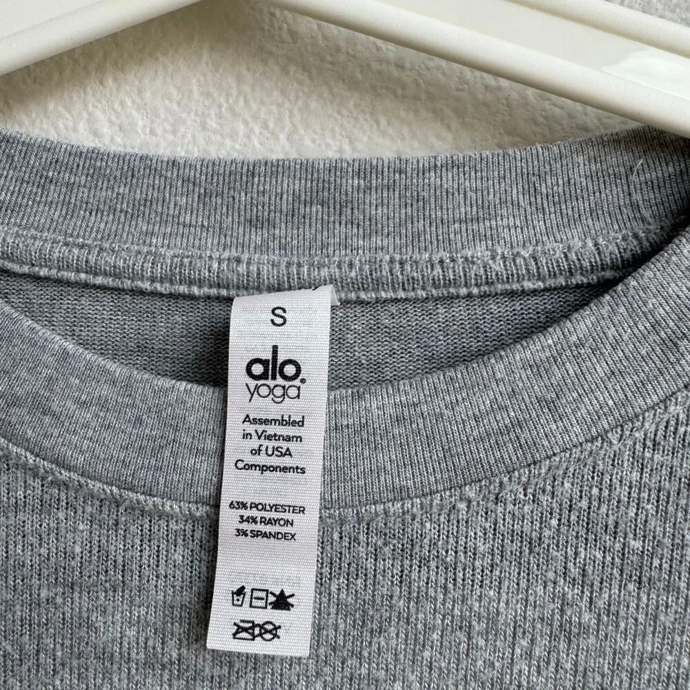 Alo Yoga Soho Oversized Crewneck Pullover Sweatshirt Women's Size Small Gray